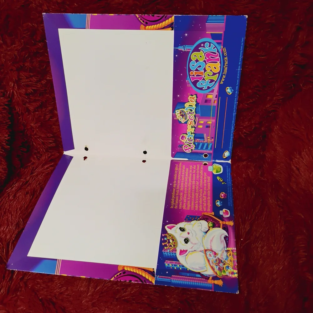 Vintage Lisa Frank Purrrscilla the White Cat Folder, 2002 Rare Collectible